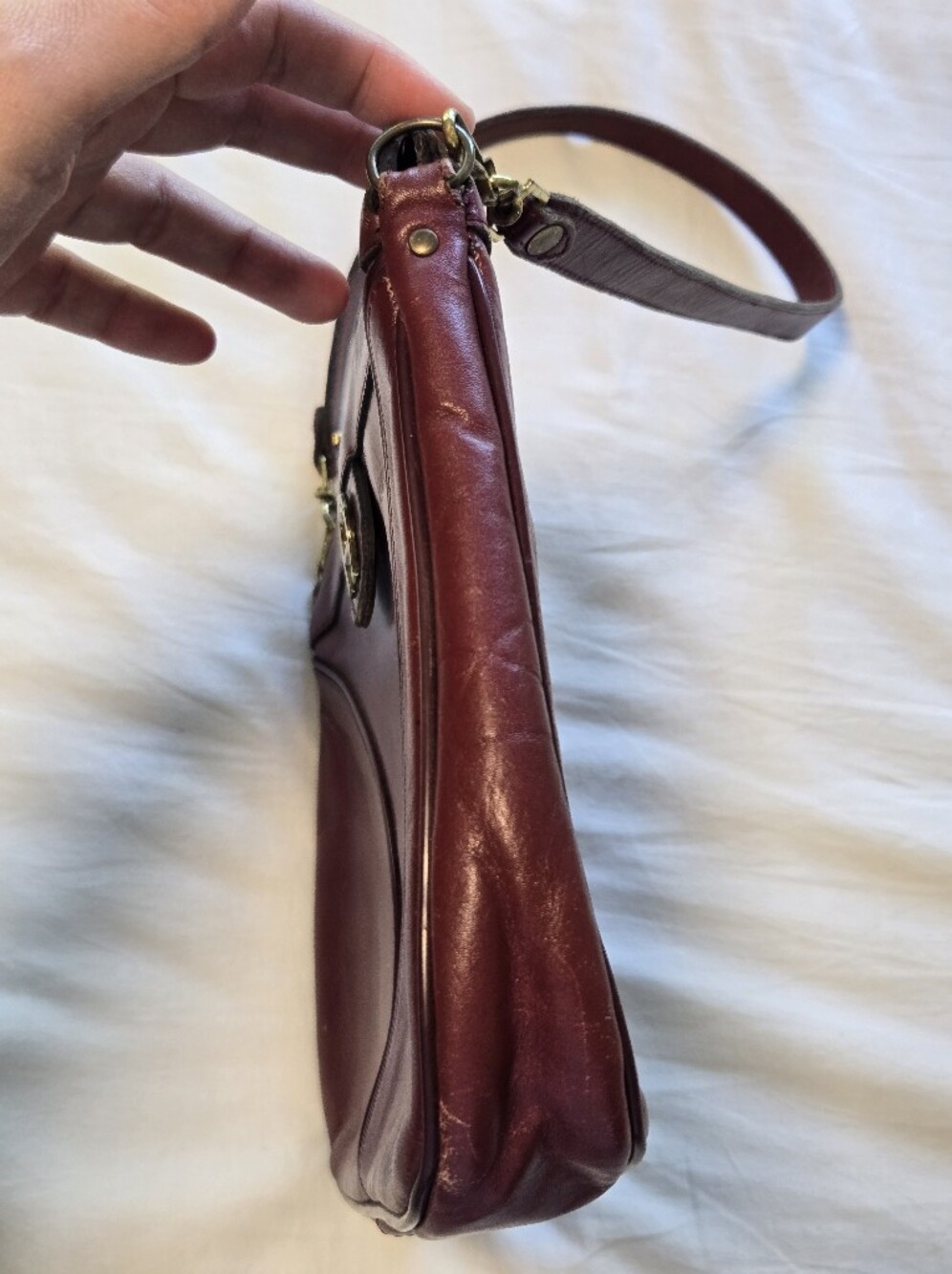 VTG Etienne Aigner Oxblood Genuine Leather Convertible Shoulder Bag Clutch Logo - Picture 6 of 8